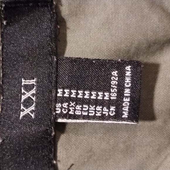 Forever 21 XXI green army jacket, cinch waist/hemline, zipper front pockets Sz M - Picture 14 of 16